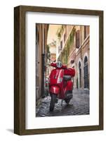 Italy, Lazio, Rome, Trastevere, Red Vespa-Jane Sweeney-Framed Photographic Print