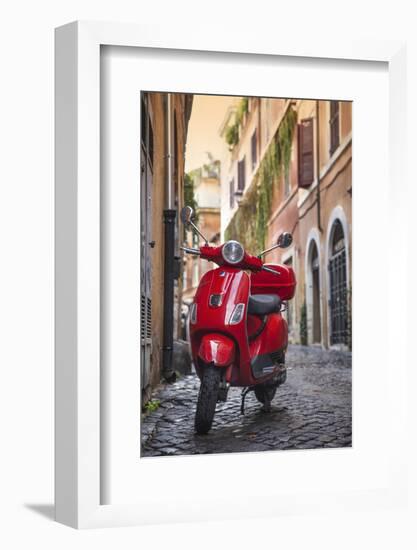 Italy, Lazio, Rome, Trastevere, Red Vespa-Jane Sweeney-Framed Photographic Print