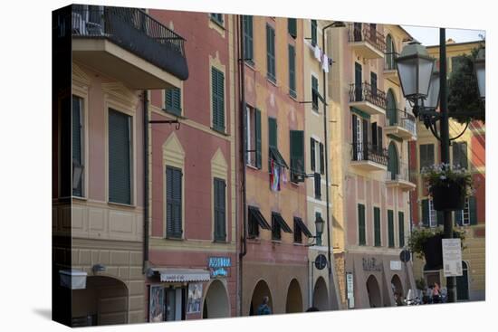 Italy, Liguria Province, Santa Margherita Ligure, pastel buildings-Alan Klehr-Stretched Canvas