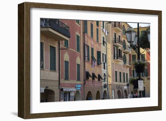 Italy, Liguria Province, Santa Margherita Ligure, pastel buildings-Alan Klehr-Framed Photographic Print