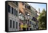 Italy, Liguria Province, Santa Margherita Ligure, pastel buildings-Alan Klehr-Framed Stretched Canvas