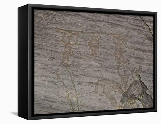 Italy, Lombardy, Camonica Valley, Petroglyphs on Rock-null-Framed Stretched Canvas