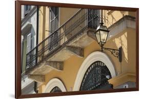 Italy, Lombardy, Cremona. Balcony with wrought iron work-Alan Klehr-Framed Photographic Print