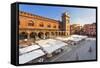 Italy, Lombardy, Mantova District, Mantua, Piazza Delle Erbe and Torre Dell'Orologio-Francesco Iacobelli-Framed Stretched Canvas