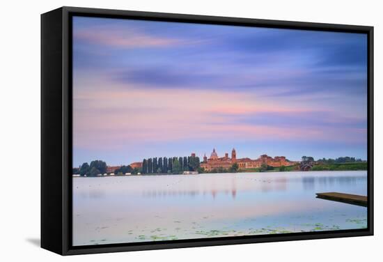 Italy, Lombardy, Mantova District, Mantua, View Towards the Town and Lago Inferiore, Mincio River.-Francesco Iacobelli-Framed Stretched Canvas