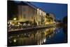 Italy, Lombardy, Milan. Historic Naviglio Grande canal area known for vibrant nightlife-Alan Klehr-Stretched Canvas