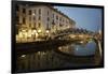 Italy, Lombardy, Milan. Historic Naviglio Grande canal area known for vibrant nightlife-Alan Klehr-Framed Photographic Print