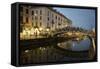 Italy, Lombardy, Milan. Historic Naviglio Grande canal area known for vibrant nightlife-Alan Klehr-Framed Stretched Canvas