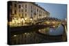 Italy, Lombardy, Milan. Historic Naviglio Grande canal area known for vibrant nightlife-Alan Klehr-Stretched Canvas