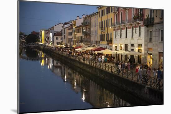 Italy, Lombardy, Milan. Historic Naviglio Grande canal area known for vibrant nightlife-Alan Klehr-Mounted Photographic Print