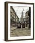 Italy, Lombardy, Milan, Milan Trams on Via Orefici with Castello Sforzesco, Dawn-Walter Bibikow-Framed Photographic Print