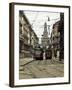 Italy, Lombardy, Milan, Milan Trams on Via Orefici with Castello Sforzesco, Dawn-Walter Bibikow-Framed Photographic Print