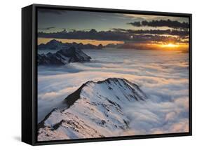 Italy, Lombardy, Stilfser Joch National Park, View from Monte Scorluzzo in Direction Engadin, Sun-Rainer Mirau-Framed Stretched Canvas