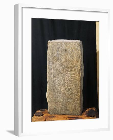 Italy, Lombardy, Val Camonica, Cornal, Idol Statue with Graffito from Camuni Tribe-null-Framed Giclee Print