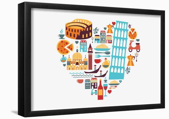 Italy Love - Heart-null-Framed Poster