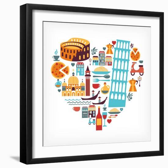 Italy Love - Heart-Marish-Framed Art Print