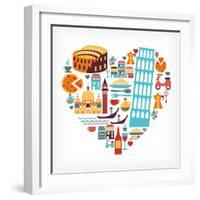 Italy Love - Heart-Marish-Framed Art Print