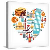 Italy Love - Heart-Marish-Stretched Canvas