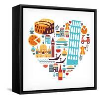 Italy Love - Heart-Marish-Framed Stretched Canvas