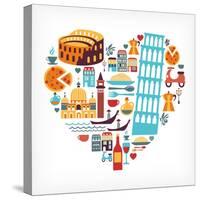Italy Love - Heart-Marish-Stretched Canvas
