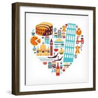 Italy Love - Heart-Marish-Framed Art Print