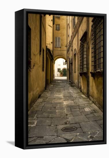 Italy, Lucca, alleyway-George Theodore-Framed Stretched Canvas