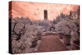 Italy, Lucca. Beautiful gardens and heavy sky above Palazzo Pfanner Of Lucca-Terry Eggers-Stretched Canvas