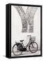 Italy, Lucca. Infrared image of bicycle parked along the street-Terry Eggers-Framed Stretched Canvas