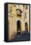 Italy, Lucca, Street Scene with bicycles ready to go.-Terry Eggers-Framed Stretched Canvas