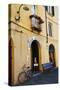 Italy, Lucca, Street Scene with bicycles ready to go.-Terry Eggers-Stretched Canvas