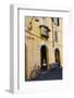 Italy, Lucca, Street Scene with bicycles ready to go.-Terry Eggers-Framed Photographic Print