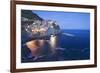 Italy, Manarola. Town and sea at sunset-Jaynes Gallery-Framed Premium Photographic Print