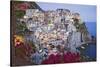 Italy, Manarola. Town and sea at sunset-Jaynes Gallery-Stretched Canvas