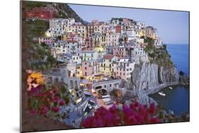 Italy, Manarola. Town and sea at sunset-Jaynes Gallery-Mounted Photographic Print