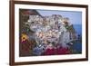 Italy, Manarola. Town and sea at sunset-Jaynes Gallery-Framed Premium Photographic Print