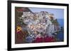 Italy, Manarola. Town and sea at sunset-Jaynes Gallery-Framed Premium Photographic Print