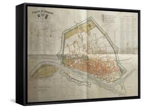 Italy, Map of Ferrara-null-Framed Stretched Canvas