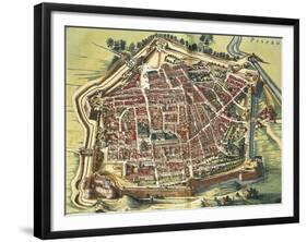 Italy, Map of Pesaro, from Theatrum Civitatum Et Admirandorum Italiae by Joan Blaeu-null-Framed Giclee Print