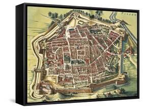 Italy, Map of Pesaro, from Theatrum Civitatum Et Admirandorum Italiae by Joan Blaeu-null-Framed Stretched Canvas