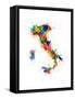 Italy Map Paint Splashes-Michael Tompsett-Framed Stretched Canvas