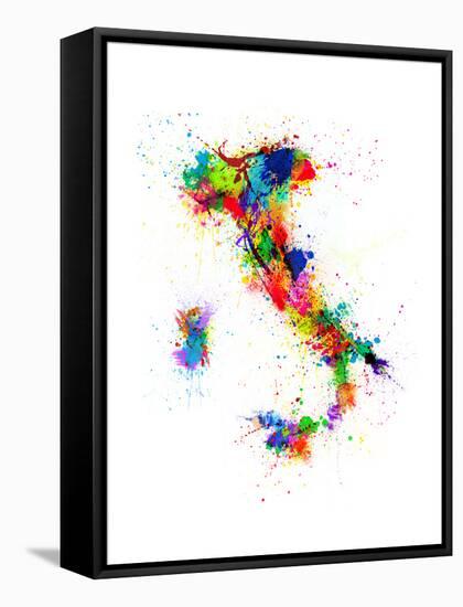 Italy Map Paint Splashes-Michael Tompsett-Framed Stretched Canvas