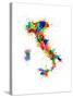 Italy Map Paint Splashes-Michael Tompsett-Stretched Canvas