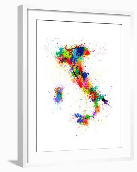 Italy Map Paint Splashes-Michael Tompsett-Framed Art Print