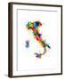 Italy Map Paint Splashes-Michael Tompsett-Framed Art Print