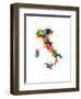 Italy Map Paint Splashes-Michael Tompsett-Framed Art Print