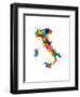 Italy Map Paint Splashes-Michael Tompsett-Framed Art Print