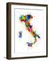 Italy Map Paint Splashes-Michael Tompsett-Framed Art Print