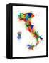 Italy Map Paint Splashes-Michael Tompsett-Framed Stretched Canvas