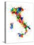 Italy Map Paint Splashes-Michael Tompsett-Stretched Canvas