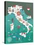 Italy Map Print Design-Lavandaart-Stretched Canvas